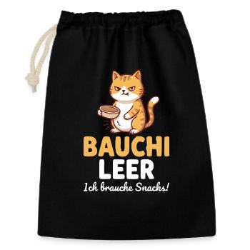 Bauchi leer Katze mit Kaffee - Geschenkbeutel aus Baumwolle (30 x 45 cm) - Schwarz - Vorne