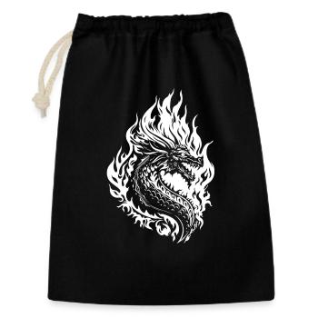 Drache Fantasy Feuerdrache - Geschenkbeutel aus Baumwolle (30 x 45 cm) - Schwarz - Vorne