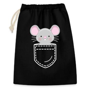 Maus Mäuse - Geschenkbeutel aus Baumwolle (30 x 45 cm) - Schwarz - Vorne
