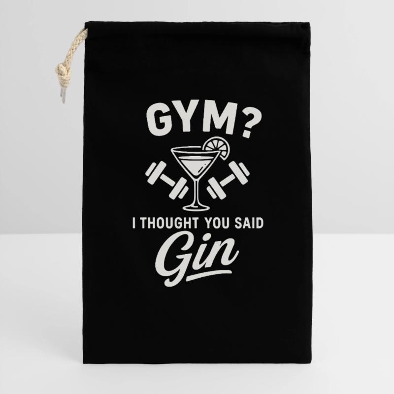 Gym oder Gin ? Geschenkbeutel aus Baumwolle (30 x 45 cm)