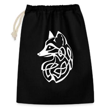 Renard celte blanc - Sac cadeau 30 x 45 cm - noir - Devant