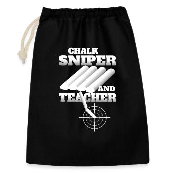 Tireur d’élite à la craie et professeur - Sac cadeau 30 x 45 cm - noir - Devant