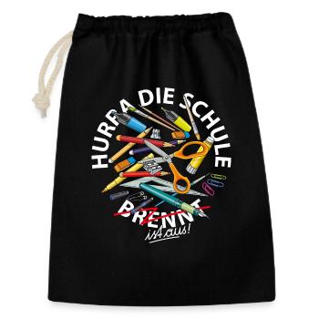 Hurra die Schule ist aus - Geschenkbeutel aus Baumwolle (30 x 45 cm) - Schwarz - Vorne