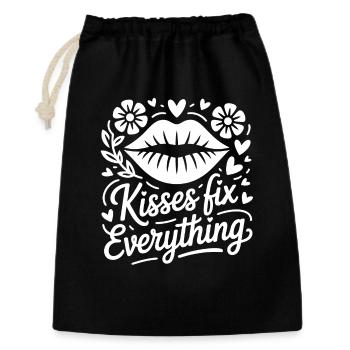 Kisses save everything - Gift Bag 30 x 45 cm - black - Front