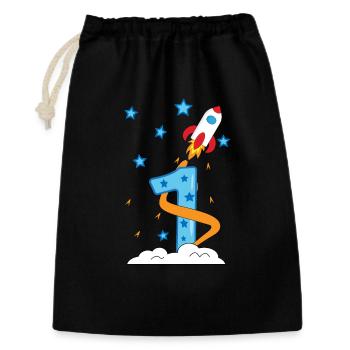 1st Birthday Baby Child Rocket - Gift Bag 30 x 45 cm - black - Front