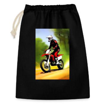 Motocross Fahren - Geschenkbeutel aus Baumwolle (30 x 45 cm) - Schwarz - Vorne