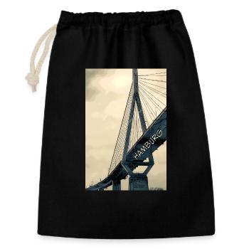 Hamburg Bruecken Skyline Illustration - Geschenkbeutel aus Baumwolle (30 x 45 cm) - Schwarz - Vorne