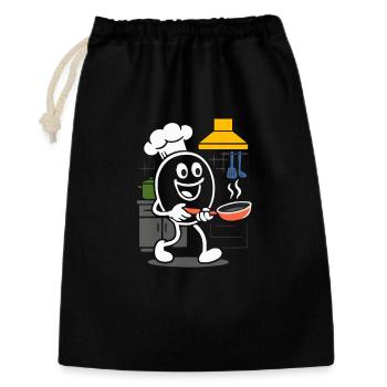 Ribbo als Koch – Lustige Küchen- und Kochszene - Geschenkbeutel aus Baumwolle (30 x 45 cm) - Schwarz - Vorne