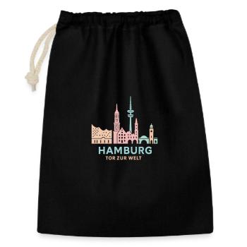 Hamburg Tor zur Welt Skyline - Geschenkbeutel aus Baumwolle (30 x 45 cm) - Schwarz - Vorne