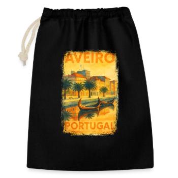 Aveiro, Portugal – Affiche aquarelle Moliceiros - Sac cadeau 30 x 45 cm - noir - Devant