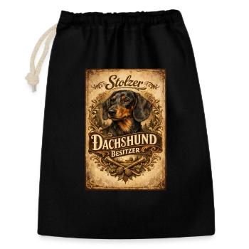 Stolzer Dachshund Besitzer Vintage Dackel Halter - Geschenkbeutel aus Baumwolle (30 x 45 cm) - Schwarz - Vorne