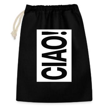 Ciao Typografie Vertikal Minimal Design - Geschenkbeutel aus Baumwolle (30 x 45 cm) - Schwarz - Vorne