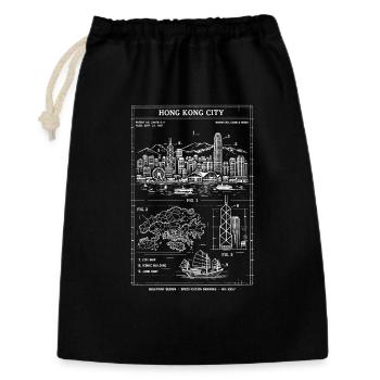 Hong Kong Skyline Blueprint  - Gift Bag 30 x 45 cm - black - Front