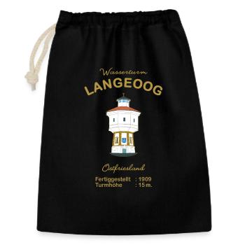 Langeoog Wasserturm, Schrift Gold, Ostfriesland - Geschenkbeutel aus Baumwolle (30 x 45 cm) - Schwarz - Vorne