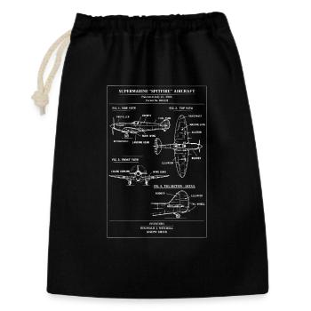 Plan vintage du chasseur Spitfire de la Seconde Guerre mondiale - Sac cadeau 30 x 45 cm - noir - Devant