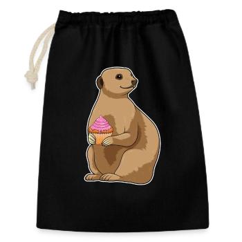 Erdmännchen Muffin - Geschenkbeutel aus Baumwolle (30 x 45 cm) - Schwarz - Vorne
