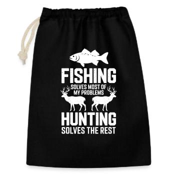 Fishing and Hunting Humor Tee - Gift Bag 30 x 45 cm - black - Front