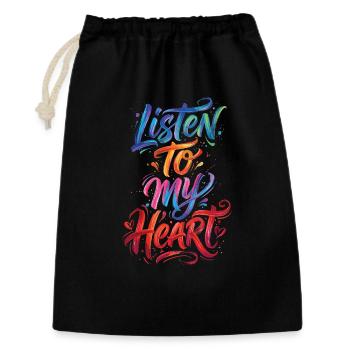Listen To My Heart Colorful Text Painting Print - Geschenkbeutel aus Baumwolle (30 x 45 cm) - Schwarz - Vorne