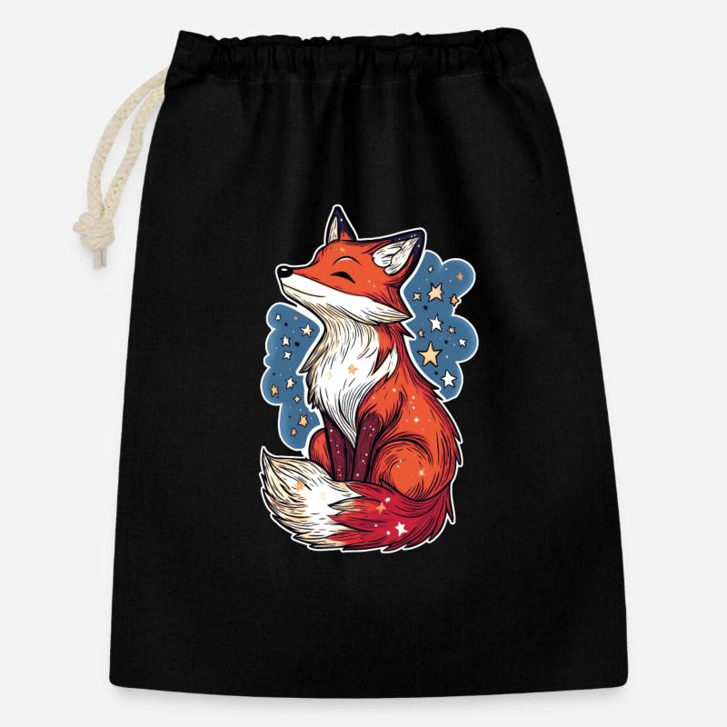Fox and starry sky - Gift Bag 30 x 45 cm - black
