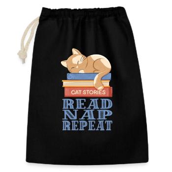 Sleeping cat and books - Gift Bag 30 x 45 cm - black - Front