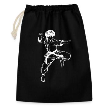 Karate Junge Skizze - Geschenkbeutel aus Baumwolle (30 x 45 cm) - Schwarz - Vorne