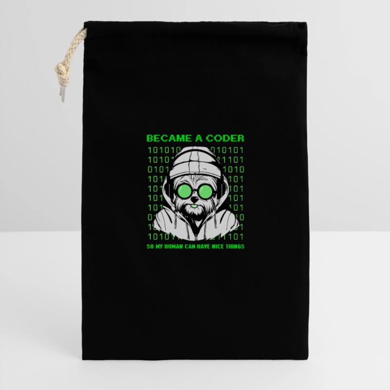 Became a Coder – Hacker Dog Binary Look Geschenkbeutel aus Baumwolle (30 x 45 cm)