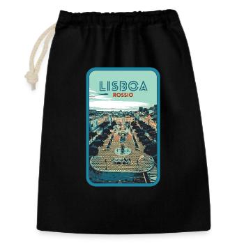 Illustration Rossio-Platz, Lissabon - Geschenkbeutel aus Baumwolle (30 x 45 cm) - Schwarz - Vorne