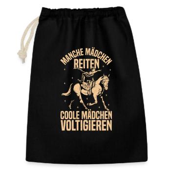 Coole Mädchen Voltigieren Pferd Reiten - Geschenkbeutel aus Baumwolle (30 x 45 cm) - Schwarz - Vorne