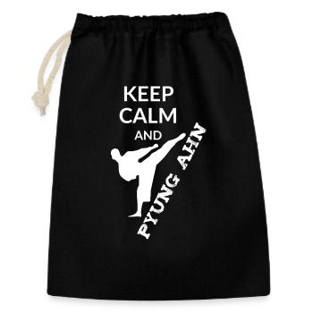 Keep Calm et Pyung Ahn - Design Drôle de Taekwondo - Sac cadeau 30 x 45 cm - noir - Devant