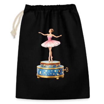 Ballerine sur illustration de boîte à musique - Sac cadeau 30 x 45 cm - noir - Devant