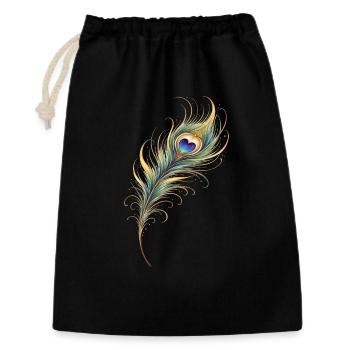 Pfauenfeder Herz Boho Yoga Geschenk   - Geschenkbeutel aus Baumwolle (30 x 45 cm) - Schwarz - Vorne