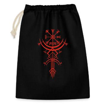 Rotes Symbol eines Wikinger-Kompasses - Geschenkbeutel aus Baumwolle (30 x 45 cm) - Schwarz - Vorne