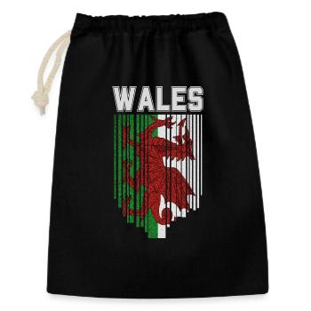 Flagge von Wales, walisischer Stolz - Geschenkbeutel aus Baumwolle (30 x 45 cm) - Schwarz - Vorne