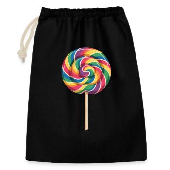 Bunter Regenbogen Lolli Spiral Look - Geschenkbeutel aus Baumwolle (30 x 45 cm) - Schwarz - Vorne