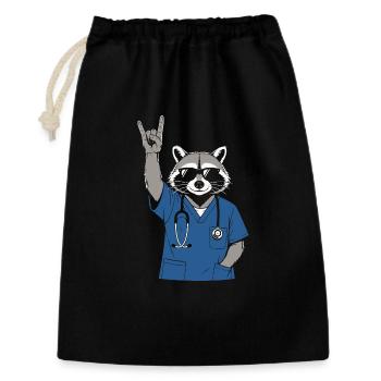 Infirmier Rock Raton Laveur - Humour Infirmière - Sac cadeau 30 x 45 cm - noir - Devant
