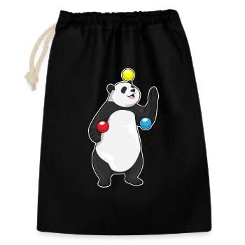 Panda Jongleur Jonglieren - Geschenkbeutel aus Baumwolle (30 x 45 cm) - Schwarz - Vorne