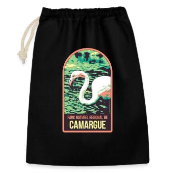 Flamand Rose Camargue : Nature Enchantée - Sac cadeau 30 x 45 cm - noir - Devant