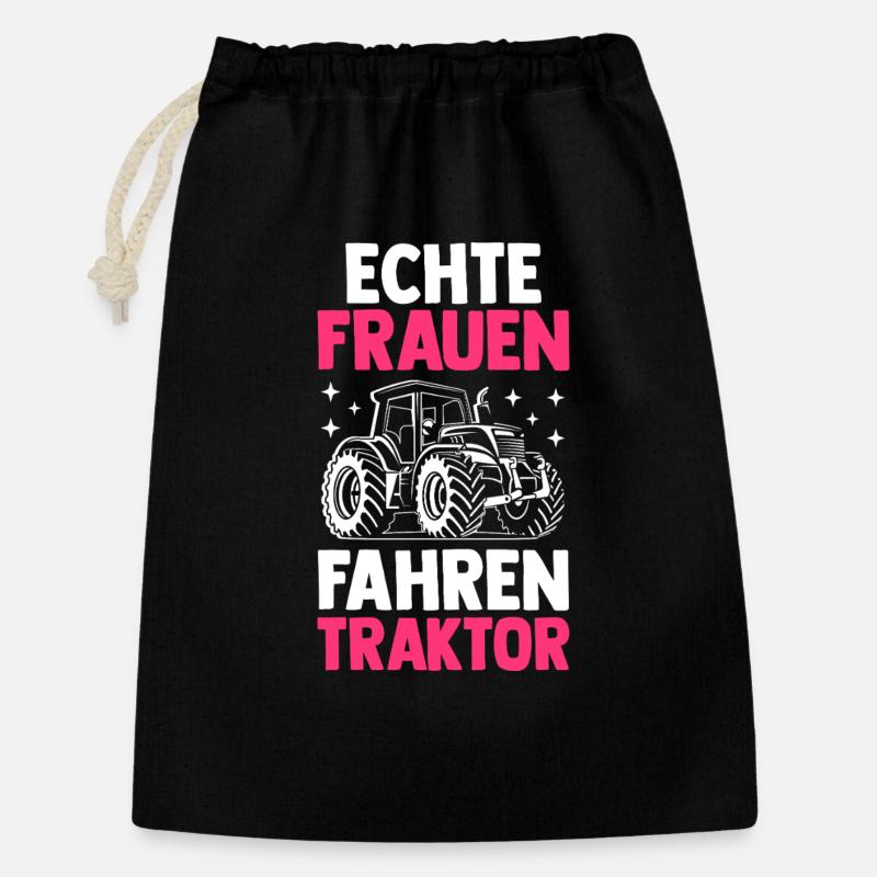 Trecker Landwirt Bauer Traktorfahrer Traktor - Geschenkbeutel aus Baumwolle (30 x 45 cm) - Schwarz