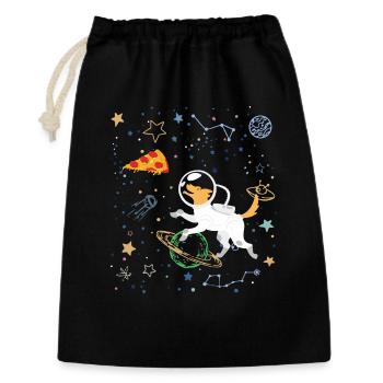 Cartoon Astronaut with Space and Pizza - Gift Bag 30 x 45 cm - black - Front