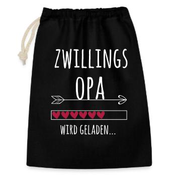 werdender Opa Zwillinge Schwangerschaft Geschenk - Geschenkbeutel aus Baumwolle (30 x 45 cm) - Schwarz - Vorne