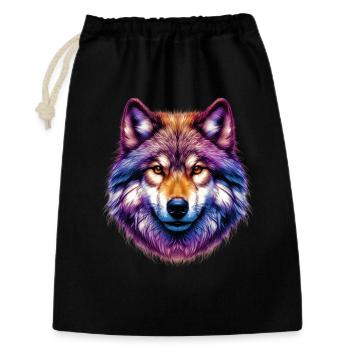 Wolf - Geschenkbeutel aus Baumwolle (30 x 45 cm) - Schwarz - Vorne