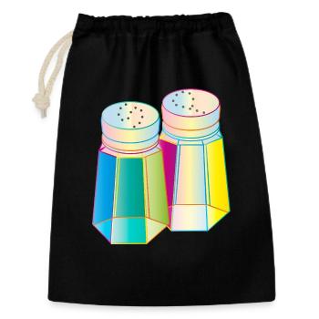 Salz & Pfeffer im Prisma-Glas – Farbenfrohe Würze - Geschenkbeutel aus Baumwolle (30 x 45 cm) - Schwarz - Vorne