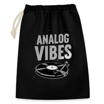 Analog Vibes – Vinyl Plattenspieler Motiv - Geschenkbeutel aus Baumwolle (30 x 45 cm) - Schwarz - Vorne