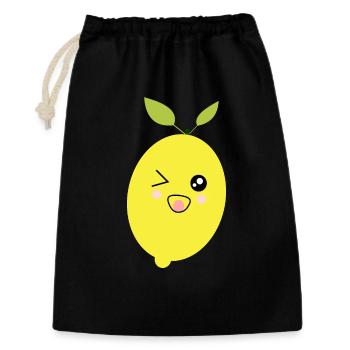 Zitrone Limone Limette Frucht Früchte vegan - Geschenkbeutel aus Baumwolle (30 x 45 cm) - Schwarz - Vorne