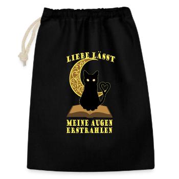 Romantische Mond Buchkatze - Geschenkbeutel aus Baumwolle (30 x 45 cm) - Schwarz - Vorne