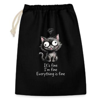 It's Fine I'm Fine Everything is Fine Katzen - Geschenkbeutel aus Baumwolle (30 x 45 cm) - Schwarz - Vorne