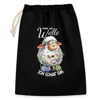 Komme was Wolle ich Schaf das lustiger Spruch Wort - Geschenkbeutel aus Baumwolle (30 x 45 cm) - Schwarz - Vorne