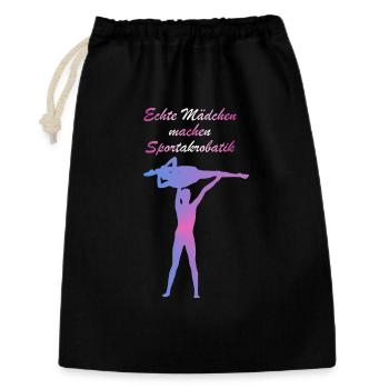 Echte Mädchen Sportakrobatik - Geschenkbeutel aus Baumwolle (30 x 45 cm) - Schwarz - Vorne