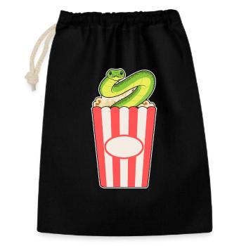 Schlange Popcorn - Geschenkbeutel aus Baumwolle (30 x 45 cm) - Schwarz - Vorne
