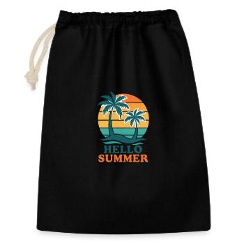 Strand mit Palmen und Sonnenuntergang - Geschenkbeutel aus Baumwolle (30 x 45 cm) - Schwarz - Vorne